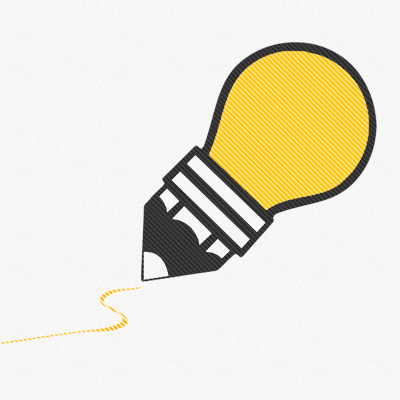 Light pulb pencil draws creative line